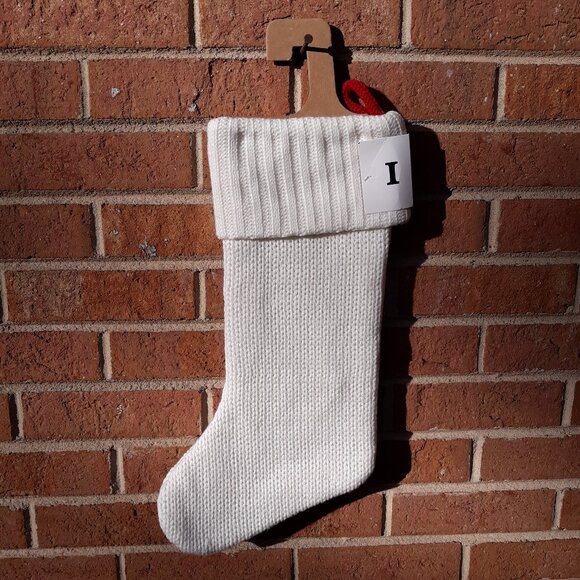 Knit Monogram Christmas Stocking - White - Letter I - Picture 4 of 5